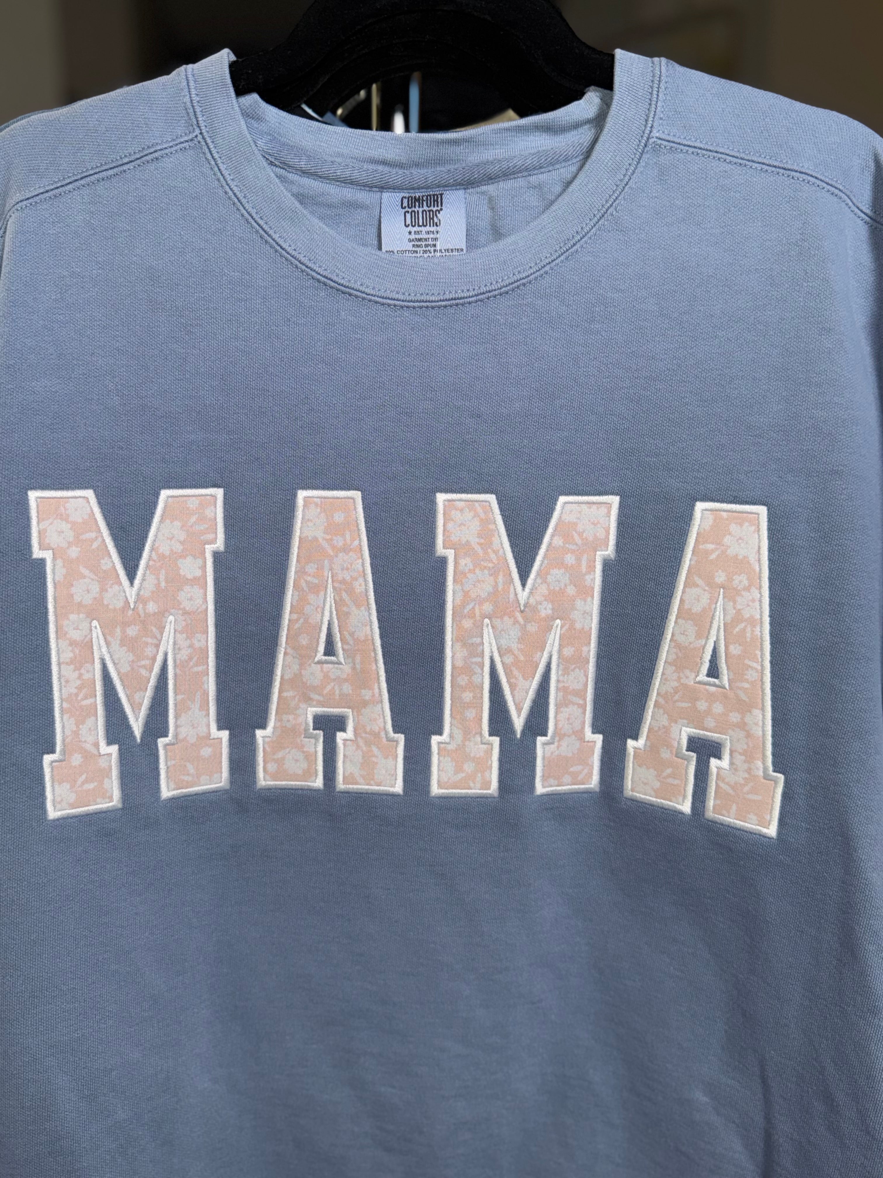 Mama Floral Appliqué Crewneck - Ready to Ship