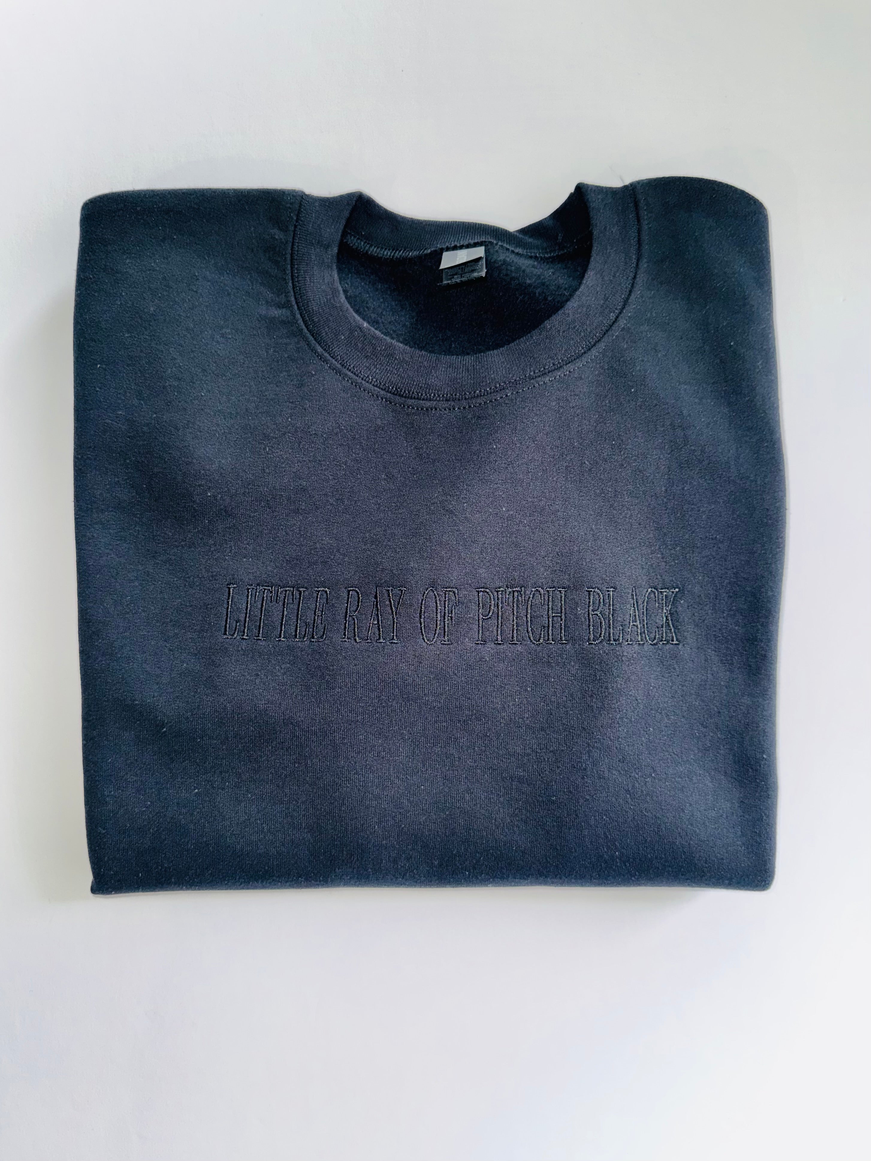 Little Ray of Pitch Black Embroidered Crewneck