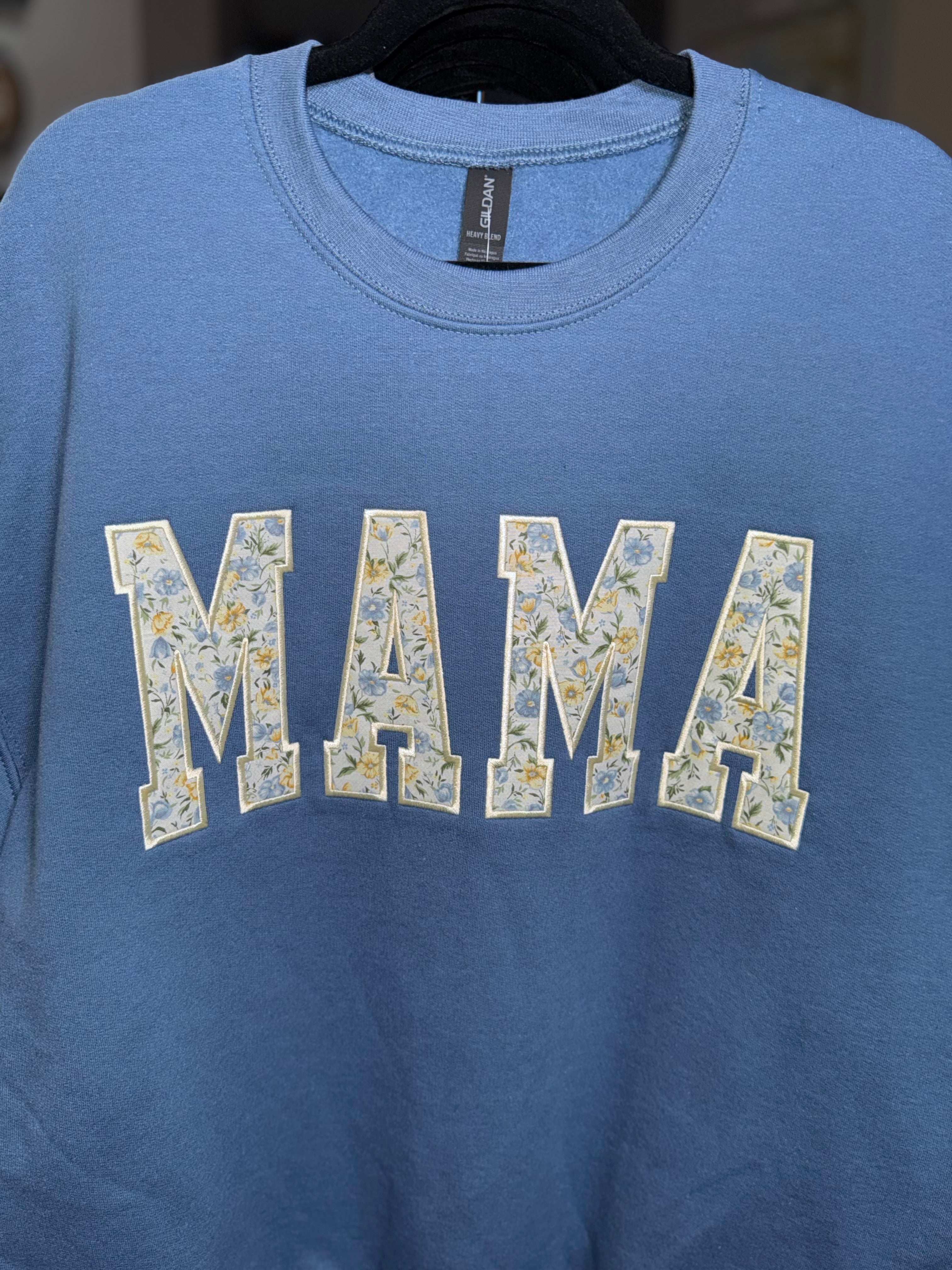 Mama Floral Appliqué Crewneck - Ready to Ship