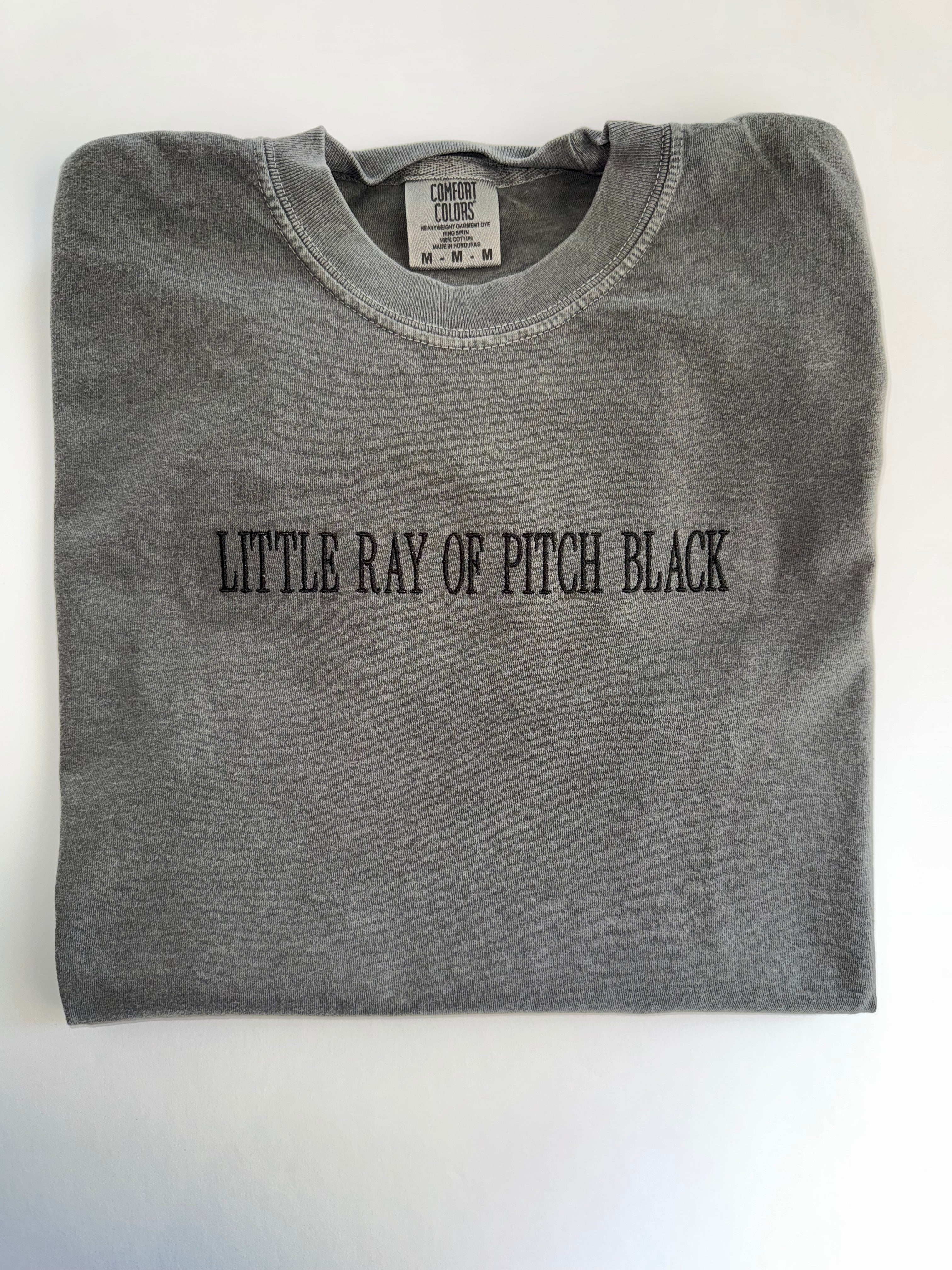 Little Ray of Pitch Black Embroidered T-Shirt